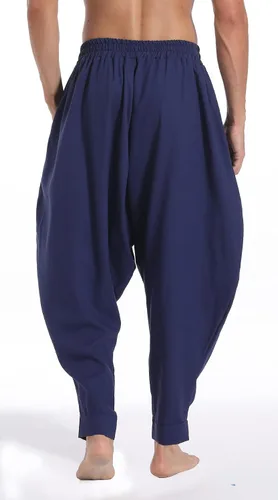 Miniatura 3 de perdontoo Pantalones de harén Aladdin estilo bohemio hippie con cordón para hombre