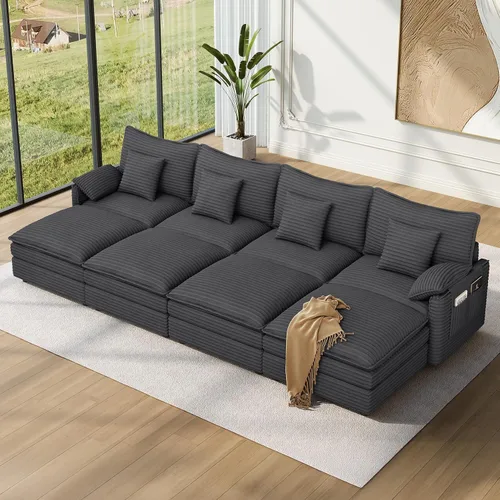 Miniatura 114 de Vesgantti Sofá modular de 108 pulgadas, cómodo sofá de nube con asiento profundo otomano movible, sofá modular en forma de L, sofás seccionales