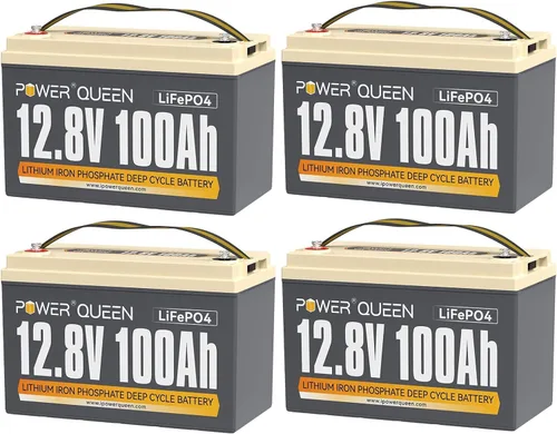 Miniatura 9 de Power Queen Paquete de 2 baterías LiFePO4 de 12 V 100 Ah, BMS integrado de 100 A, batería de litio de 2560 Wh, hasta 15000 ciclos, soporte