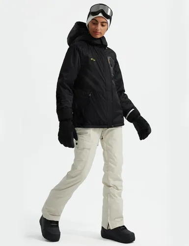 Miniatura 5 de GEMYSE Chaqueta de esquí para mujer, abrigo impermeable para invierno, impermeable, para snowboard, con capucha, rompevientos