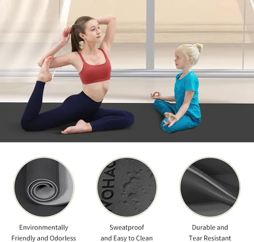 Miniatura 4 de Tapete de yoga extra grueso de 0.315 pulgadas, 72 x 28 pulgadas, tapete de ejercicio antideslizante, reversible de 2 lados de doble