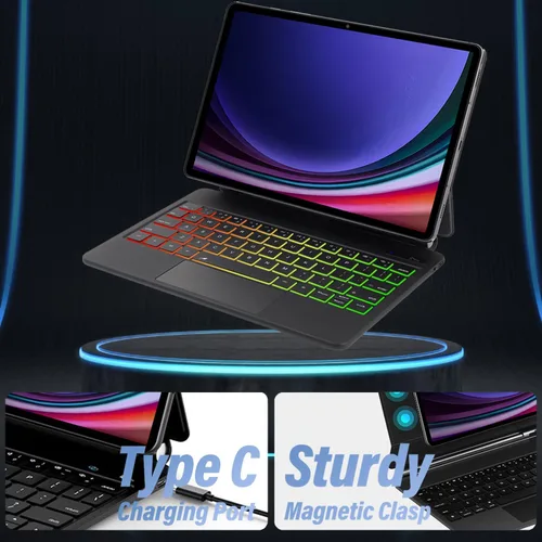 Miniatura 3 de Touchpad - Funda de teclado mágico para Samsung Galaxy Tab S10 Lite/S10 FE/S9 FE 5G 10.9 pulgadas/Tab S9 S8 S711 pulgadas, cubierta magnética