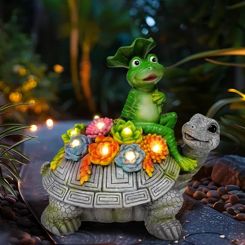 Miniatura 10 de Luces solares de jardín para exteriores, estatuas de oso negro con girasoles, decoración de escultura, regalos de madre para mujeres, hombres