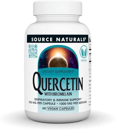 Source Naturals Quercetina con bromelina, apoyo respiratorio e inmunológico* - 500 mg por cápsula, 1000 mg por porción - 60 cápsulas veganas
