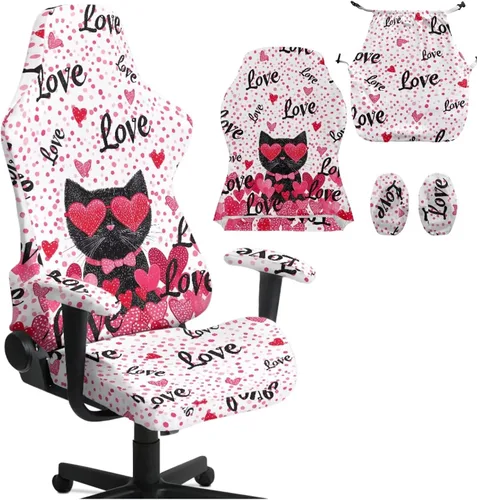 Miniatura 14 de Heart Gaming Chair Cover for Desk Chair Stretchy Armrest Covers Washable Ergonomic Office Seat Cover Dustproof Gaming Chairs Easy to Fit Home Office
