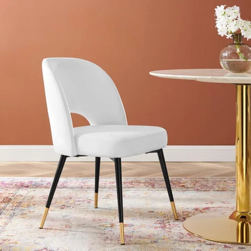 Miniatura 2 de Modway Rouse Performance - Silla de comedor de terciopelo en color blanco, 23 x 20 x 32