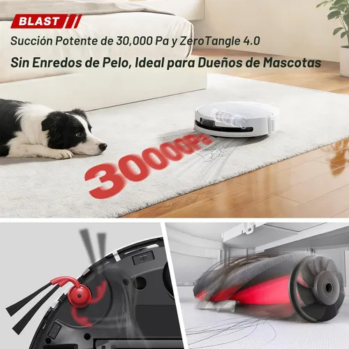 Miniatura 4 de Yeedi Robot aspirador y trapeador M16 Infinity, succión de 30000 Pa, fregona con rodillo autolimpiante, ZeroTangle 4.0 para pelo de mascotas