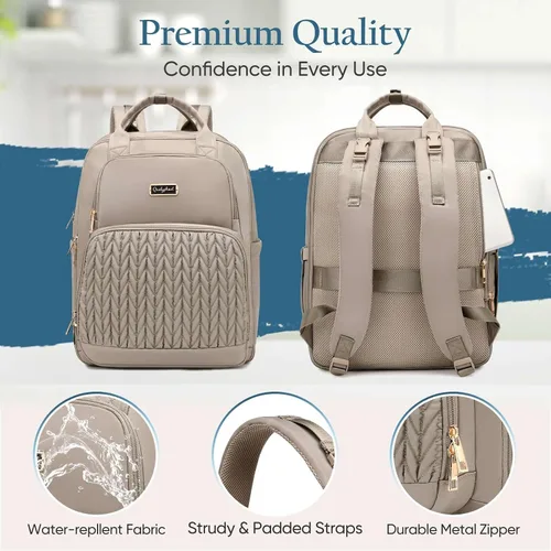 Miniatura 8 de Mochila para pañales Qualyphant - Bolsa de pañales extra grande para dos niños gemelos (expandible 30-38L) - Mochila de viaje para bebé con marrón