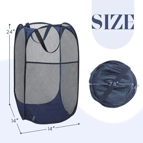 Miniatura 4 de Cestos de lavandería desplegables, cesta desplegable de malla, cesta plegable y ligera para lavar ropa duradera para dormitorio, hogar, viajes, Negro