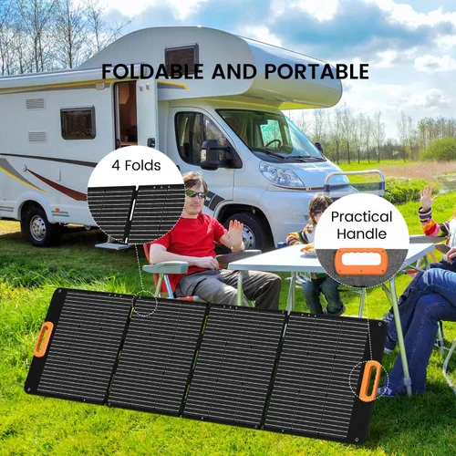 Miniatura 4 de Panel solar portátil de 200 W, plegable, 200 W, cargador solar de células solares para estación de energía, impermeable con soporte ajustable XT60