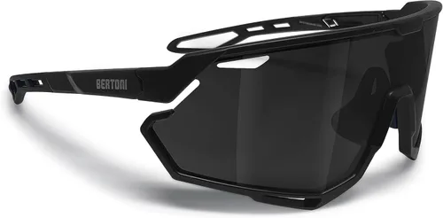 Miniatura 9 de Bertoni Gafas de sol deportivas para ciclismo MTB Running para hombres y mujeres en TR90 lente ancha antivaho mod. ALPHA NUEVO Negro brillante/verde