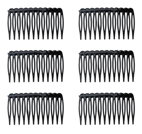 6 peines laterales de pelo de 12 dientes, 2.4 x 1.4 pulgadas, accesorios para mujeres y niñas, cabello largo fino, grueso, para bodas, fiestas de
