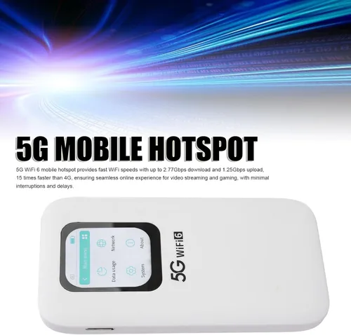 Miniatura 2 de Hotspot móvil WiFi 5G, enrutador portátil Wi Fi 6 para viajes soporta hasta 16 dispositivos, pantalla táctil de 2.01 pulgadas, con ranura