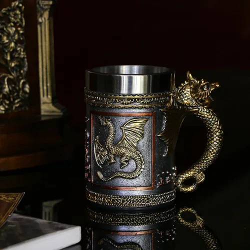 Miniatura 9 de alikiki Medieval DND Dragon Beer Mug - 20 FL oz Dragon Game Mug Stainless Tankard Dungeons and Dragons Gifts for Men GOT Lovers Collector
