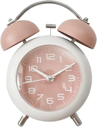 Miniatura 8 de TXY Reloj despertador, reloj analógico de mesa de escritorio de metal de 4 pulgadas, silencioso con luz nocturna para dormitorio, hogar, oficina
