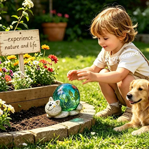 Miniatura 6 de Afirst Estatuas solares de jardín para exteriores, adorno de césped de gato con luces solares de vidrio agrietado, decoración al aire libre