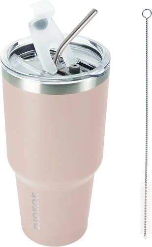 Miniatura 16 de BJPKPK - Vaso de 30 onzas con tapa y pajilla, de acero inoxidable con aislamiento de doble pared al vacío, color azul marino A-Azul Marino-30oz