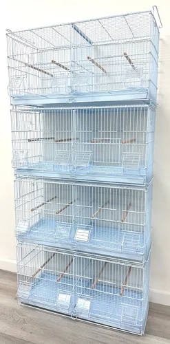 Miniatura 8 de Combo: Galvanizado galvanizado apilar y bloquear criador jaula de vuelo de aves crianza nido puerta separador extraíble con soporte rodante