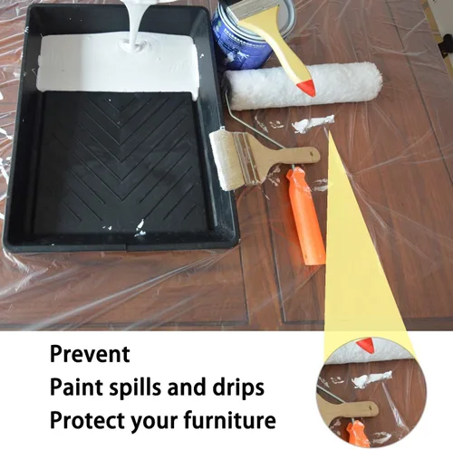 Miniatura 6 de 10 piezas de lonas de plástico para pintores, cubierta impermeable y antipolvo, lona desechable de 9 x 12 pies para pintar para sofá/cubierta