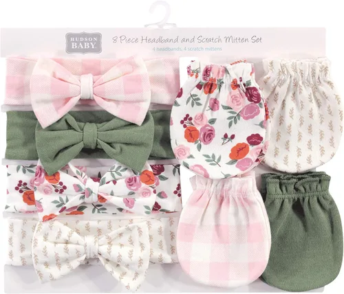 Miniatura 71 de Hudson Baby Conjunto de diadema de algodón y manoplas para rascar para bebé