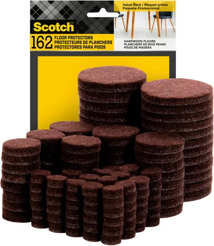 Scotch - Almohadillas de fieltro 162 piezas, color marrón, almohadillas de fieltro para muebles para proteger suelos de madera dura, redondas,