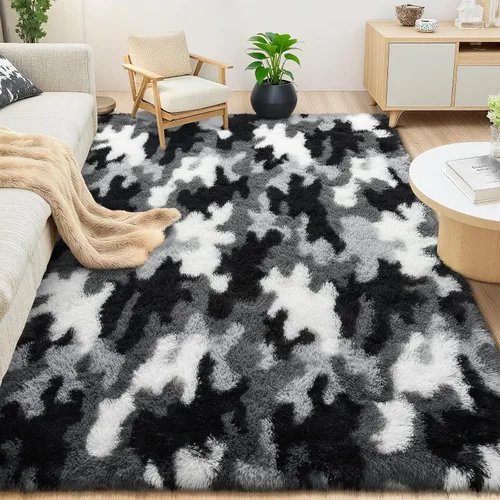 Miniatura 12 de AROGAN Alfombras de área suaves de arco iris para habitación de niñas de 6x9 pies, alfombras esponjosas de dormitorio para niñas, alfombra