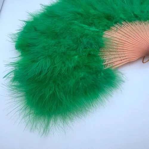 Miniatura 3 de Shekyeon Abanico de plumas de Marabou estilo años 20, estilo vintage, plegable, ventilador de mano para espectáculos de baile de disfraces, Verde