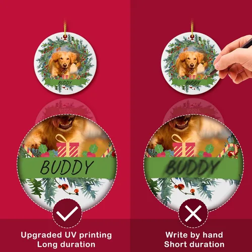 Miniatura 4 de Adornos personalizados para árbol de Navidad con nombre de foto, adorno personalizado para mascotas, adornos de primera Navidad para perros, regalos