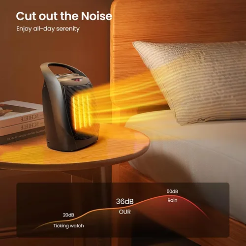 Miniatura 6 de Kismile Calentador de Espacio Eléctrico Pequeño Cerámico, Calentador Portátil con Ventilador para Oficina con Termostato Ajustable y Protección