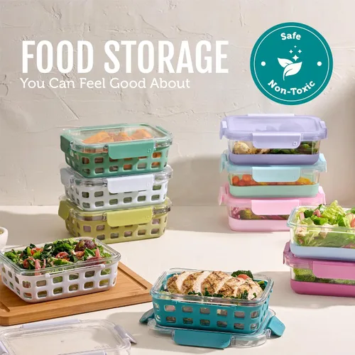 Miniatura 7 de Ello Duraglass - Juego de 10 piezas para preparación de comidas de 3.4 tazas, juego de 5 paquetes - Envase de vidrio para almacenamiento de Melon