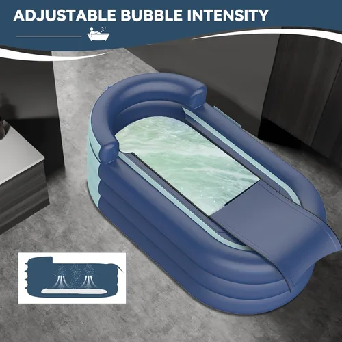 Miniatura 2 de Bañera inflable y alfombrilla de spa de burbujas - Bañera de hidromasaje portátil para adultos, equipada con una alfombrilla de burbujas