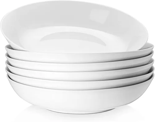 Miniatura 7 de Y YHY Juego de 6 Tazones para Pasta de 8", Tazones de Ensalada de Porcelana de 22 oz para Servir Sopa, Pasta, Cena, Platos Tipo Tazón Grandes