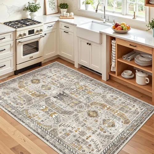 Miniatura 349 de Madane Tapete lavable de 2 x 10 pies para pasillo, cocina, recibidor, clásico, suave, antideslizante para interiores, casa de campo, baño, sala