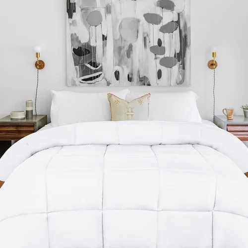 Superior Edredón sólido de microfibra cepillada, ropa de cama alternativa de plumón, reversible, peso medio, esponjoso, decorativo, inserto de