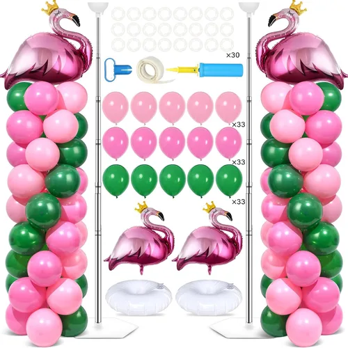 Miniatura 17 de Juego de 2 soportes de columna de globos nocturnos de película con 102 globos de aluminio de palomitas de maíz, soporte de torre ajustable de 5.57