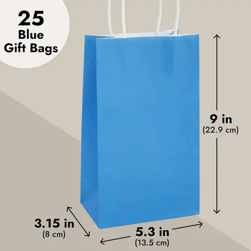 Miniatura 4 de BLUE PANDA Bolsas de regalo – 9 x 5 x 3 pulgadas, paquete de 25, color azul, bolsas de recuerdo de fiesta con asas para dulces y golosinas
