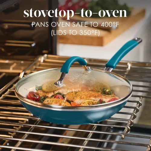 Miniatura 4 de Rachael Ray Cucina - Juego de utensilios de cocina de cerámica, 13 piezas, ollas y sartenes de cerámica con sartenes antiadherentes, sartén