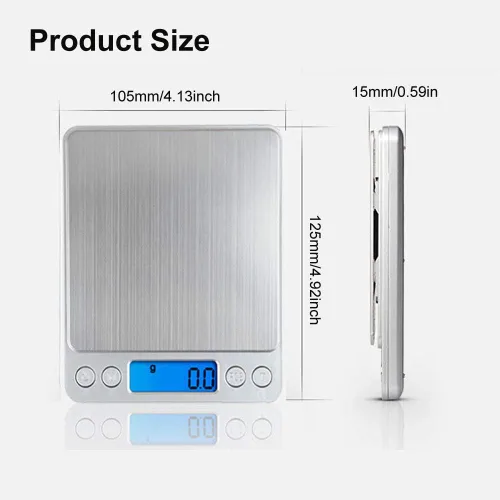 Miniatura 5 de Báscula digital de cocina, báscula de cocina multifunción de acero inoxidable de alta precisión, pantalla LCD retroiluminada, pequeña báscula