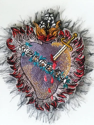 Miniatura 3 de moks179(p) Flower patches Sacred Heart milagro Embroidered patches Sew on