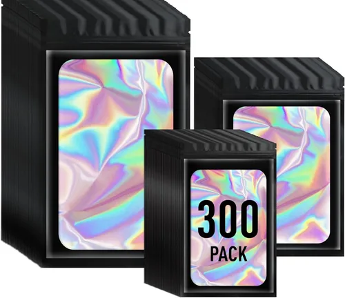 Miniatura 29 de ANZNKU 300 bolsas holográficas de Mylar resellables, bolsas resellables de 4x6 pulgadas para pequeñas empresas, bolsa de kit para resaca a prueba
