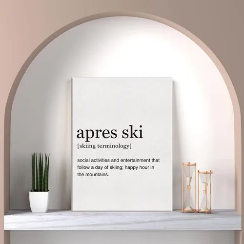 Miniatura 5 de LEXSIVO Lienzo impreso con definición de esquí de Apres, arte de pared, decoración de oficina en casa, con citas de snowboarder, pintura de 12 x 15