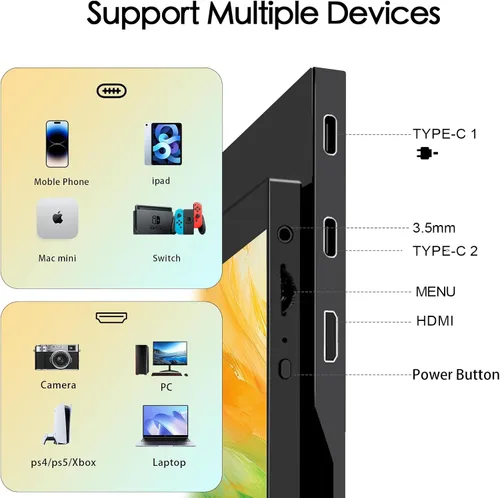Miniatura 3 de Monitor portátil de 15.6 pulgadas, ultra delgado, Full HD, 1080p, IPS, monitor de viaje, USB-C Plug & Play, segunda pantalla HDMI para laptop, Mac