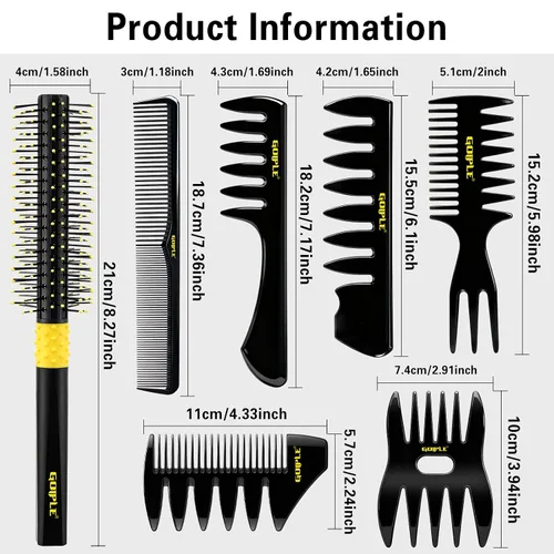 Miniatura 9 de Peines de peinado para el cabello, peine de textura de dientes anchos para hombres, regalo de Navidad para hombres, juego de peine de cepillo