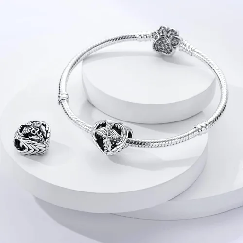 Miniatura 2 de Hapour Abalorios de plata de ley 925 aptos para pulseras de dije, dije de corazón de sol para mascotas, pulsera y collar, cuentas de joyería