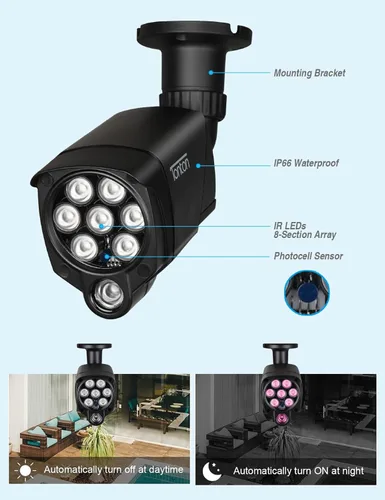 Miniatura 8 de Tonton Paquete de 2 iluminadores LED IR gran angular, 8 LED de 90 grados, 100 pies, luz de inundación infrarroja infrarroja, compatible con cámaras