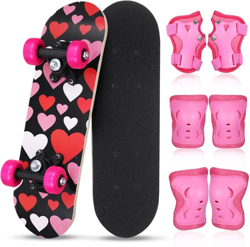 Miniatura 21 de Honoson Juego de 7 piezas de rodilleras, coderas y muñequeras para patinetas para principiantes y niños pequeños