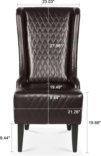 Miniatura 2 de Silla de brazo de piel sintética de respaldo alto, silla moderna de acento de 23.03 pulgadas, silla de respaldo de ala ancha, silla auxiliar, silla