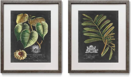 Miniatura 23 de Arte floral para pared, marco rústico de plata envejecida, juego de decoración de pared de 2 piezas: plumeria, caléndula, flores silvestres, Black