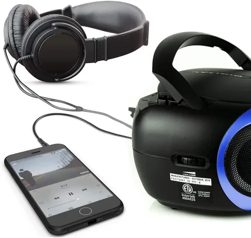 Miniatura 9 de Tyler - Reproductor de CD Boombox portátil, radio AM/FM Combo, reproductores de CD de Boom Box dinámicos para estéreo portátil