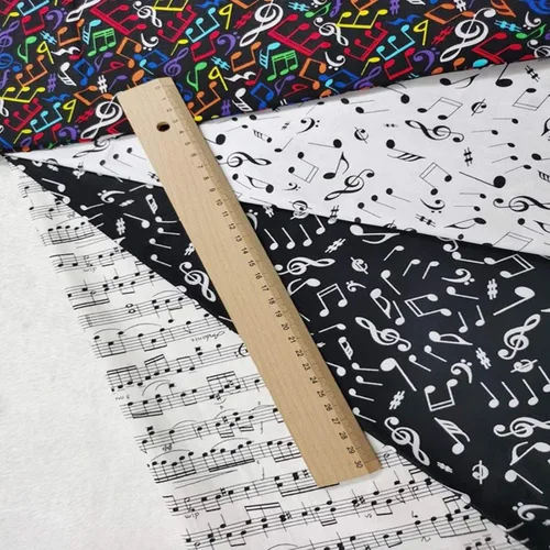 Miniatura 3 de Paño de retazos, colorido negro y blanco nota musical impresa tela de algodón paquete de tamaño pequeño decoración de retazos de costura DIY, 4